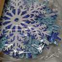 24 Pcs 11.8'' Large Snowflake Decorations  Giant Hanging Snowflakes, Plastic Snowflakes for Indoor & Outdoor Christmas Decor, Porch & Tree Decorations (White, Blue, Dark Blue)