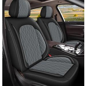 DISUTOGO Seat Covers for Jeep Cherokee 2014-2024 2025: Full Set Waterproof Faux Leather Car Seat Covers (5 Seats, Black&Grey)
