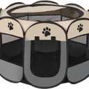 Foldable Pet Playpen with Storage Bag - Heavy-Duty Dog Playpen with Cover, Escape-Proof Kitten Cage & Portable Puppy Pen for Indoor/Outdoor Use (S, Gray)