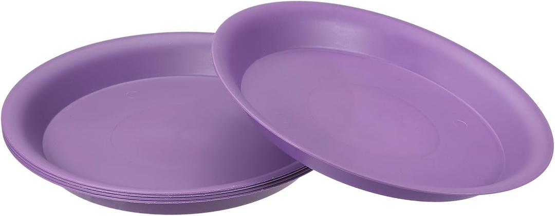 PATIKIL 10 Inch Plant Saucer Tray, 5 Pack Plastic Drip Tray Round Collects Excess Water Flower Pot Drainage Trays for Heavy Indoor Outdoor Pan, Purple