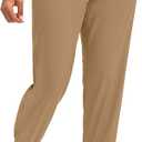 Soothfeel Women's Joggers with Zipper Pockets Lightweight Running Gym Travel Casual Workout Athletic Joggers Pants for Women Dark Khaki (Beige, M)