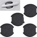 Car Door Handle Cup Protector Sticker, 3D Carbon Fiber Pattern Auto Door Bowl Sticker, 3.93" x 3.89" Anti-scratch Doors Handle Cup Decals, Universal for Most Cars (Black #L)