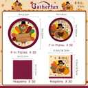 Turkey Thanksgiving Party Supplies Kit, Autumn Disposable Dinnerware Includes, Paper Dinner Plates, Dessert Plates, Luncheon Napkins and Beverage Napkins, for Fall party Decorations, Serve 50