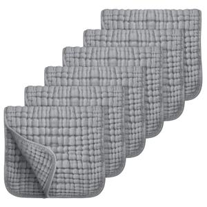 Looxii Muslin Burp Cloths 100% Cotton Muslin Cloths Large 20''x10'' Extra Soft and Absorbent 6 Pack Baby Burping Cloth for Boys and Girls (Grey)
