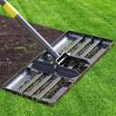 Lawn Leveling Rake - Heavy Duty 17"x10" Stainless Steel Leveler Plate, Reinforced Welds, 28-60" Adjustable, Anti Flipping Smooth Edge, for Soil, Dirt, Ground, Backyard Top Dressing, Landscaping