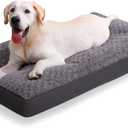 Dog Crate Bed Waterproof Dog Beds for Medium Dogs Rose Velvet Soft Fluffy Washable Dog Bed with Removable Cover & Anti-Slip Bottom, 35 x 22 Inch, Gray