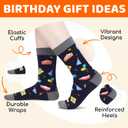 HAPPYPOP Birthday Gift Idea for Men - Socks for Senior Over 80, Present with Greeting Card (Took Me 80 Years Black)