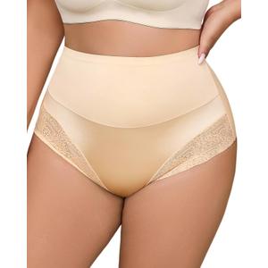 Shapewear for Women Tummy Control Panties Lace Plus Size Tummy Control Shapewear Beige 1XL (Beige, XL)