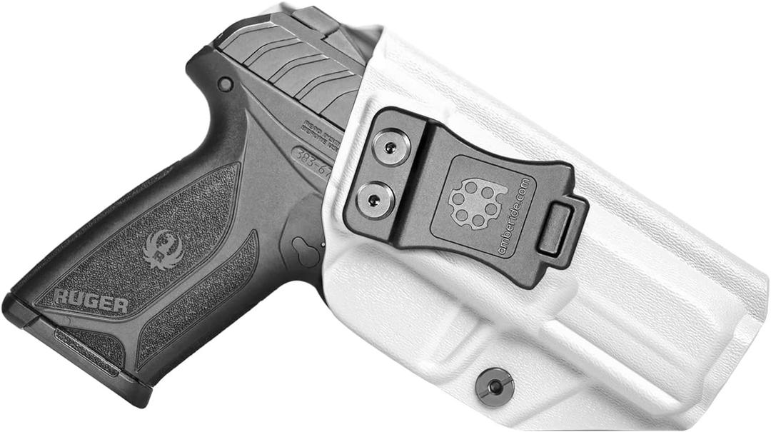 Ruger Security 9 Holster IWB Kydex for Ruger Security 9 Pistol  Inside Waistband Concealed Carry  Adjustable Cant & 'Posi-Click' Retention  No Wear - No Jitter - USA Made by Amberide (Left Hand Draw, IWB | Arctic White)