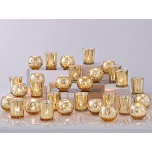 DEVI 48PCS Assorted Gold Votive Candle Holders Bluk, Gold Wedding Decorations, Mercury Glass Candle Holder for Tea Lights, Christmas Party Diwali Centerpieces for Table, Wedding Party Supplies