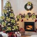 16 Pcs Christmas Tree Bows Decoration, 6 Inch Large Christmas Bows Red Green Dot Bows Ribbons Ornaments Christmas Wreath Decorations for Tree Gift Wrapping Wall Home Front Door Decor