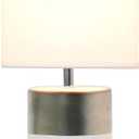 Simple Designs LT1114-OFF Two Toned Split Colors Basics Porcelain Bedside Table Lamp, Silver and Off White