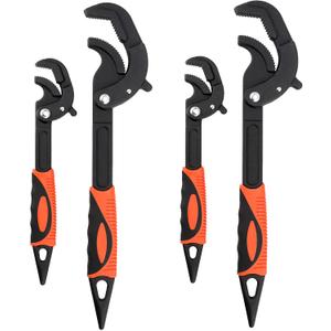 4 PCS Multi-Function Adjustable Wrench, 0.6-1.2" & 1.2-2.4" Self Adjusting Spanner Wrench, Universal Power Grip Pipe Wrench, 10 Inch and 15 Inch
