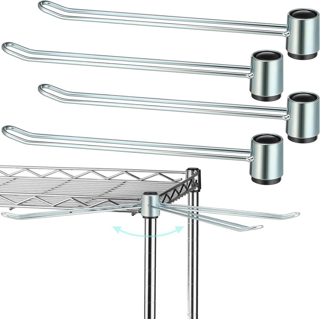 MorningRo 4 Pcs Wire Shelf Hooks Post Utility Hook Wire Shelving Accessories Chrome Plated Steel Hanger with a Rubber Cap for Hanging Pots Kitchenware Clothes (Silver)