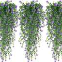 RECUTMS Vine Plant Fake Ferns Plants Large Faux Artificial Hanging Plants Wall Plants Artificial Hanging Plants Outdoors Fake Hanging Plant Greenery Vine for Outdoor Plants Decor 3 Pcs(Purple)