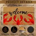 Coastal Beach Red Lobster Welcome Mat, Beachy Ocean Nautical Faux Coir Door Mat Doormat for Front Door Indoor Outdoor Porch Entrance Entryway Outside Inside, 17x30 Inches