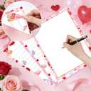 Happy Valentine's Day Letterhead Paper 48 Pcs Red Pink Love Heart Letter Writing Paper - Heart Valentines Day Paper Holiday Paper For Wedding Note Greeting Office Printing 8.5 x 11 Inch