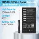 3DS XL Battery,3.7V 1750mAh High Capacity Replacement Battery for Nintendo 3DSXL/New 3DSXL/ 3DS LL/New 3DS LL Console,Includes Tool Kit