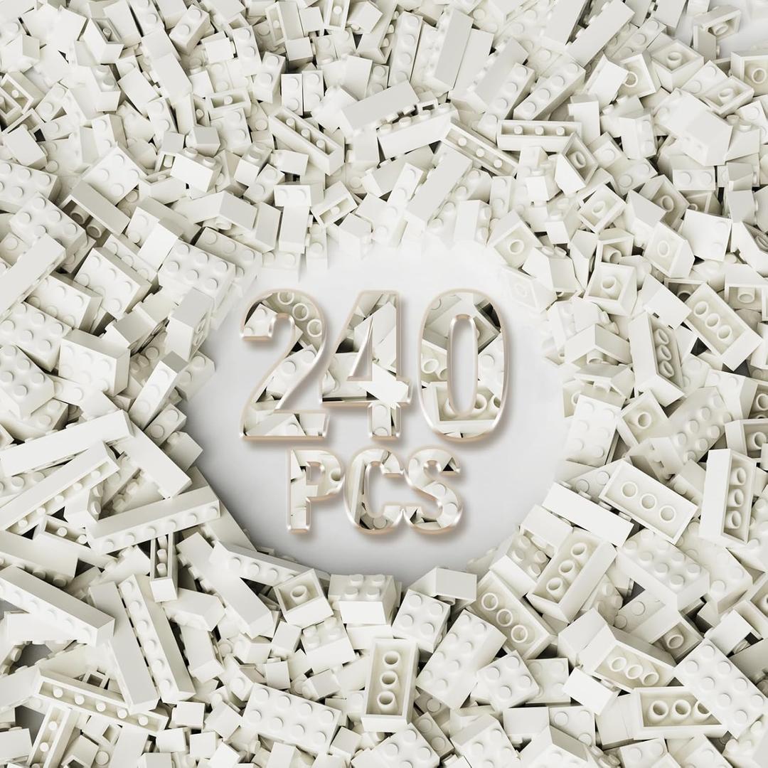 Bulk Building Bricks, Compatible with Lego and All Brands, 8 Sizes and A Variety of Colors to Mix and MatchRandom Color (120, White)