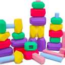 36 PCS Silicone Building Blocks Set for Kids Ages 3+ Years, Soft Colorful Toddler Blocks in 6 Colors and 6 Shapes, Safe Creative Toddler Toys, Stacking Blocks for Family Games Classroom Supplies