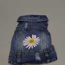 Dog Denim Jacket with Embroidered Daisy, Ripped Vintage Jean Vest for Small Dogs, Pugs, Chihuahuas, Spring Summer Autumn Festival Outfit