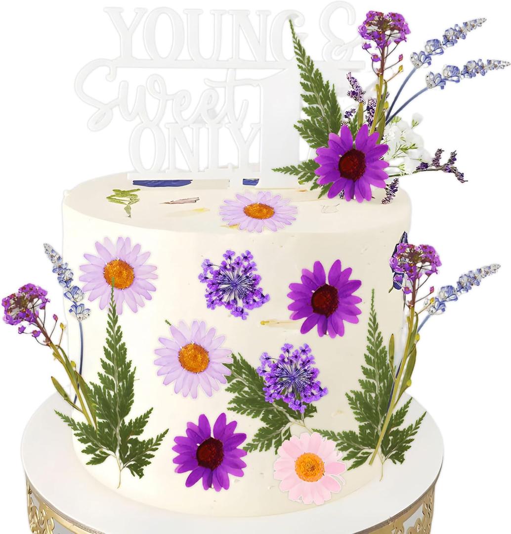 JeVenis Purple Wildflower Cake Toppers Wildflower Decor Baby In Bloom for Baby Shower Birthday Bridal Shower Wedding Party Decoration