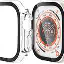 2 Pack YMHML Case Compatible for Apple Watch Ultra 2 49mm Screen Protector, New Hard PC Cover Built-in Tempered Glass Film Military Protection Apple Watch Ultra 2 1 Accessories, Clear, 10 Pack 