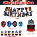 30 Pcs Classic Film Happy Birthday Decorations, Blue Dream Theme Party Decorations, Includes 1 Banner, 16 Balloons, 1 Happy Birthday Cake Topper, and 12 Dessert Toppers.