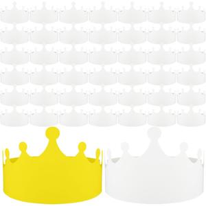 Jetec 100 Pcs White Paper Crowns Kids DIY Birthday Crowns for Classroom Birthday Party Hats Decorations Baby Shower Supplies (Stylish)