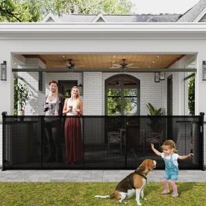 Retractable Baby Gates Dog Gate for Stairs, 100" Wide Retractable Gate Mesh Pet Gate, 41" Extra Tall Child Safety Gate with Fiberglass Rods for Stairways, Doorways, Hallways, Indoor/Outdoor (Black)
