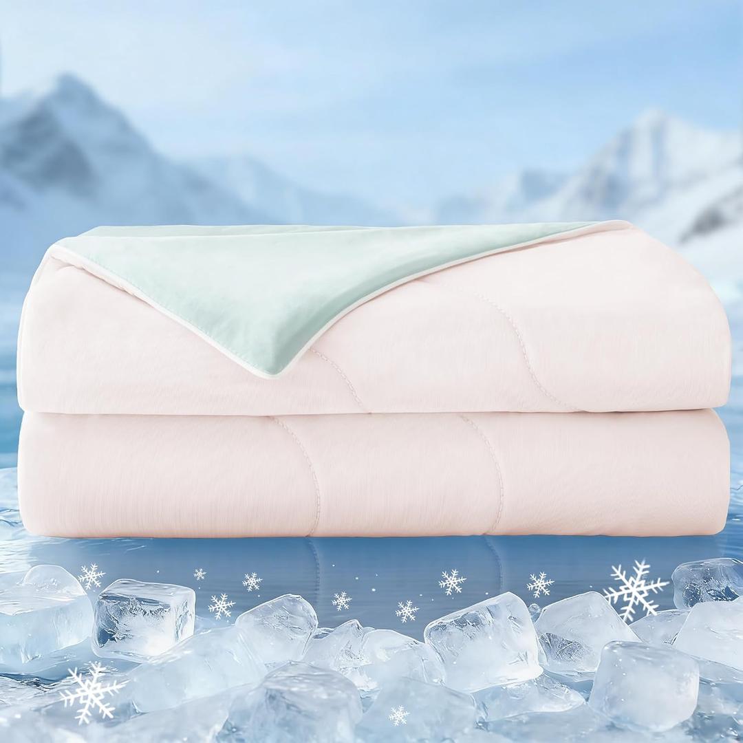 Exclusivo Mezcla Cooling Comforter King Size Blush Pink, Lightweight Cooling Blanket for Hot Sleepers, Soft Breathable Summer Cold Blankets for Night Sweats, 104"x90"
