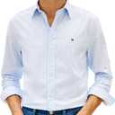 Tommy Hilfiger Men's Long Sleeve Poplin Shirts in Regular Fit, Men's Button Down Shirts (Blue, L)