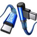AINOPE 240W High Speed USB C Cable [10ft] USBC to USBC Cable, Right Angle C to C Cable Fast Charging Compatible with iPhone 16 Charger Cord, iPad Pro,MacBook Air 2024 M4,Samsung Galaxy S24, Blue
