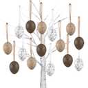 Valery Madelyn 36Pcs Easter Eggs Ornaments for Small Tree Decorations, 1.57" Neutral Beige White Plastic Easter Eggs Bulk, Shatterproof Decorative Hanging Egg Decorations Spring Party Decor