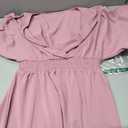 Aoysky Womens V Neck Casual Dresses Summer Loose High Waist Ruffle Pleated Cute Mini Short Dress (Pink, XXXL)