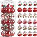 Deeinglif 60MM Clear Christmas Balls, 24PCS Shatterproof Plastic Decorative Ornaments for Xmas Tree Decor, Red and Green