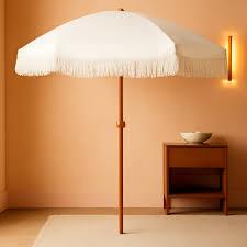 Blissun 6.5ft Patio Umbrella with Push Button Tilt & Height Adjustable, UV50+ Sun Protection with Sturdy Fiberglass Ribs & Iron Pole, Market Umbrella for Outdoor Table Garden Backyard Beach