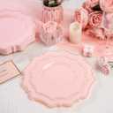 COLOSUS 60Pcs Pink and Gold Plastic Plates Set, Gold Pink Disposable Party Plates, 30pcs Dinner Plates and 30pcs Salad/Dessert Plates for Wedding, Party, Anniversary, Daily Use,Valentine's Day