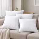 18x18 Throw Pillow Inserts Set of 4, 500g Extra Filled Decorative Pillow Inserts with Grey Piped Edge, Soft Fluffy Supportive Couch Sofa Bed Pillow Forms, Hypoallergenic Polyester Fiber, White