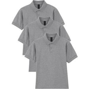 Gildan Unisex-Child DryBlend Short Sleeve Polo, Style G8800b, 3-Pack (Large, Sport Grey)