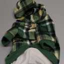 Spark Paws Dog Hoodie – Premium Dog Sweater for Small, Medium, and Large Dogs | Warm Outfits for French Bulldogs, Pitbull, Puppy, Winter Jacket Alternative - Green Plaid - M