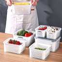 Cabilock Crisper 2 Set 4-piece Storage Container Set Refrigerator Fruit Cases Vegetable Fruit Drain Basket Home Grain Storage Box