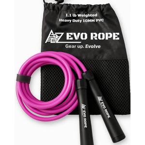 Evo Rope | 1.1LB Weighted Jump Rope for Women & Men Adjustable 10mm Heavy PVC Skipping Rope for Fitness, Ideal for High-Intensity Training, MMA, Boxing, CrossFit, Weight-loss Workouts
