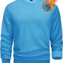 TACVASEN Men's Long Sleeve Crewneck Sweatshirt Winter and Fall Casual Warm Sweatshirt Fleece Lined Pullover (Blue, XXL)