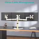 WALI Triple Monitor Stand, Free Standing Three LCD Monitor Fully Adjustable Desk Mount Fits 3 Screens up to 27 inch, 22 lbs Weight Capacity per Arm (MF003-W), White