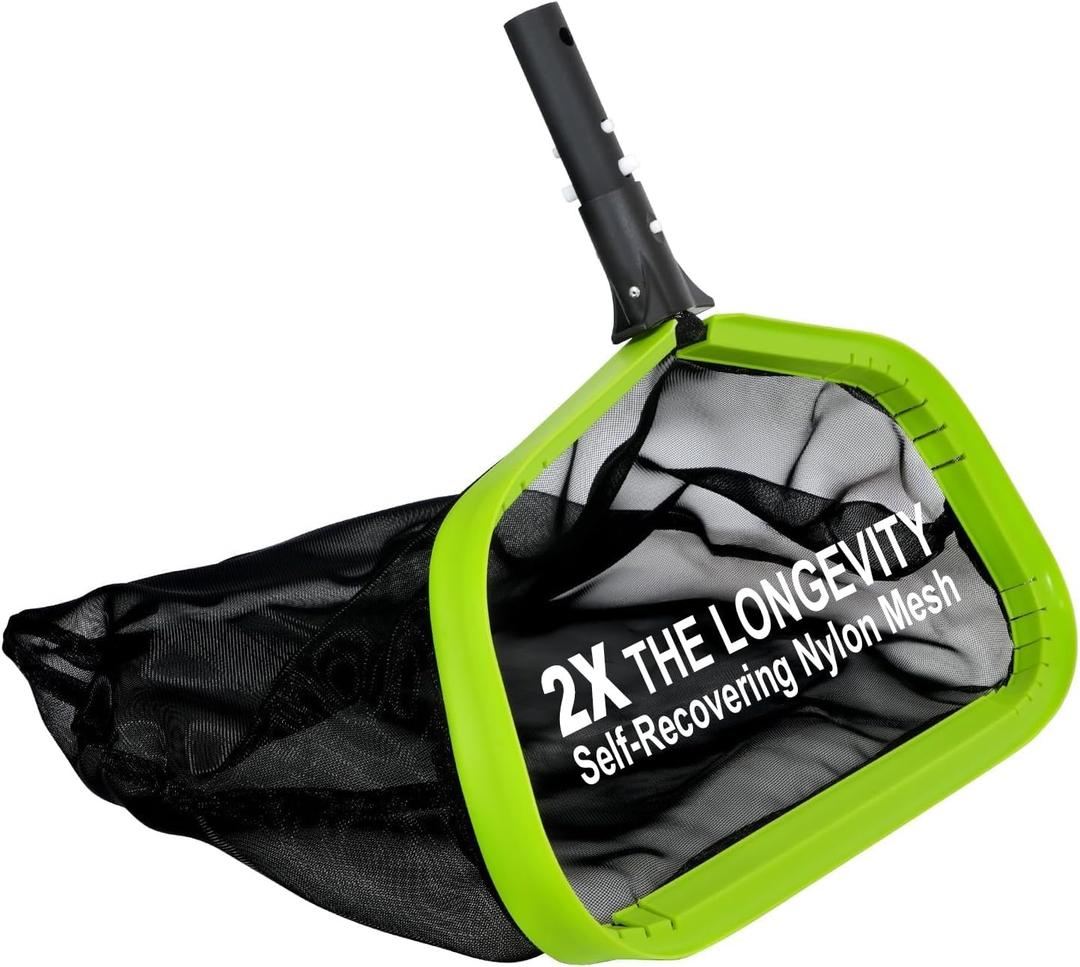 Sepetrel,Pool Net,Professional Swimming Pool Leaf Skimmer Nets for Cleaning with Nylon Deep Bag,Heavy Duty Aluminum Frame & Handle Rake(Pole Not Included) (17.5" Fine Nylon Mesh)