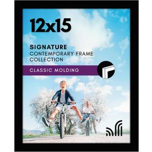 Americanflat 12x15 Picture Frame with Shatter-Resistant Glass - Signature Collection - Gallery-Style Frames Made of Engineered Wood - Photo Frame for Wall Display - Black