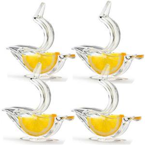 New Acrylic Manual Lemon Slice Squeezer, Portable Transparent Fruit Juicer, Elegance Bird Shape, Hand Juicer for Orange Lemon Lime Pomegranate (4Pcs) (4Pcs)