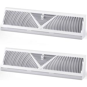 Yaocom 2 Pack Baseboard Register Vent 18 Inch Duct Opening Size Vent Covers for Home Floor Diffuser Wall Corner Baseboard Air Covers, Smooth Air Adjust Lever, Easy Install, White