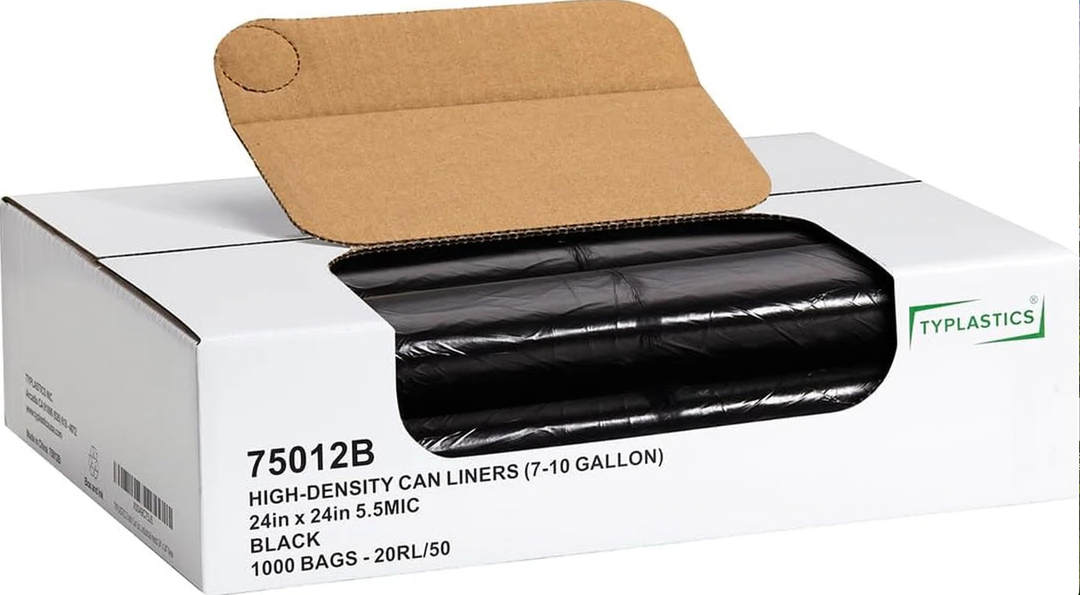 TYPLASTICS Trash Can Liner Wholesale 1000 Count Black Garbage bags on Perforated Roll 710 Gallon Multipurpose for Office Bathrooms Business Home Commercial and Industrial Needs 24" x 24"
